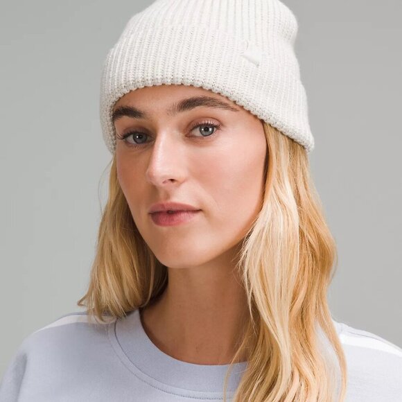 Unisex Close-Fit Wool-Blend Ribbed Knit Beanie - White - Picture 5 of 6